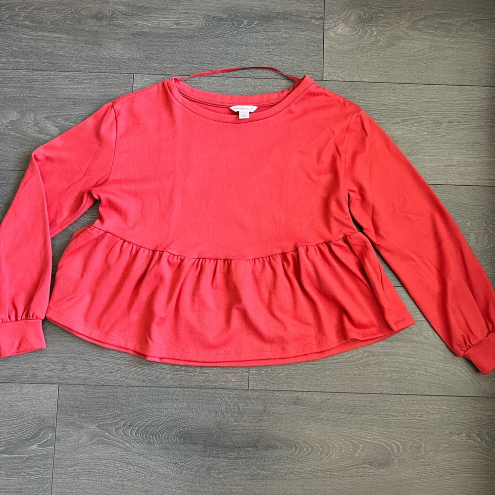 Joe Fresh/ Jillian Harris Pink Long Sleeve Peplum shirt